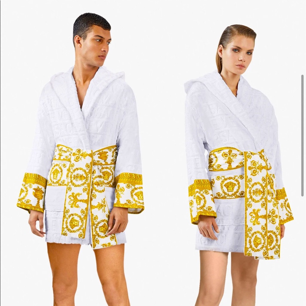 Short Versace Robe in White